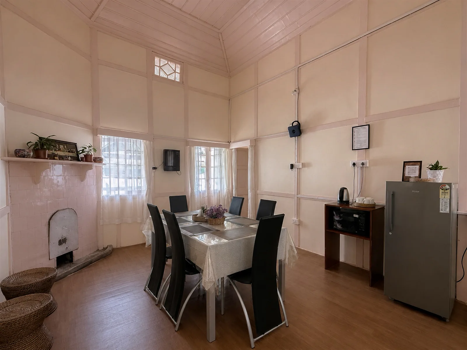 The long guest table prepared in OOtO Homestay’s dining room.
