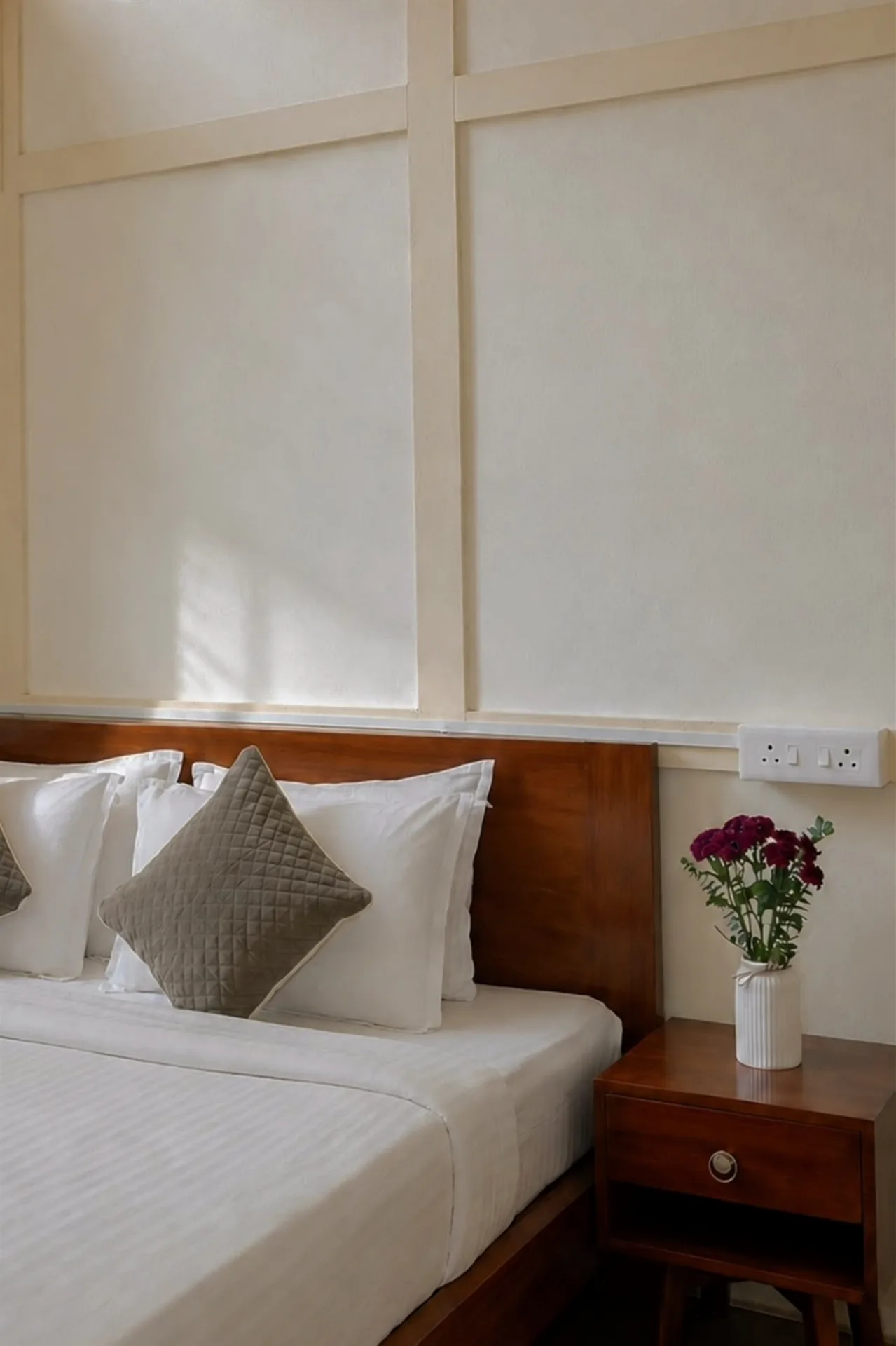 Hometown Glory’s king bed prepared with fresh linen.